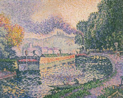 Das Schlepperboot, Kanal in Samois von Paul Signac